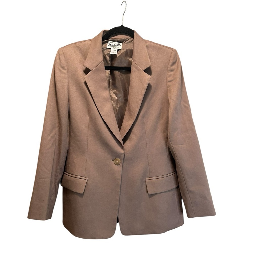 Pendleton 100% Virgin Wool Blazer Tan Career Jacket Lined Classic Women’s 12P